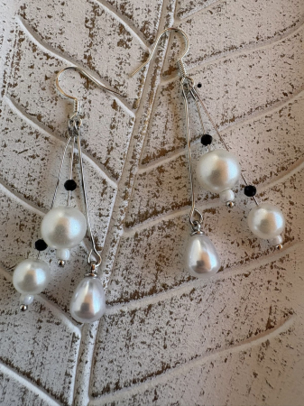  Cercei triunghi turmalină multicoloră și perle – Bijuterii handmade elegante