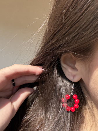 Coral - cercei coral rotunzi