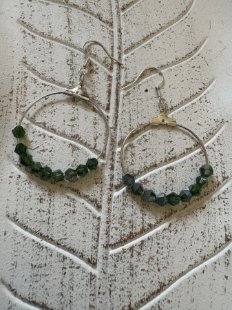 Cabochon - Cercei rotunzi cu cristal verde