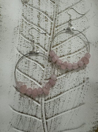 Cercei rotunzi - Cercei Cuarț Roz Natural CM127.3