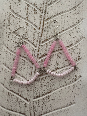 Cercei rotunzi cu mărgele mov și  albastru stil boho chic [1]