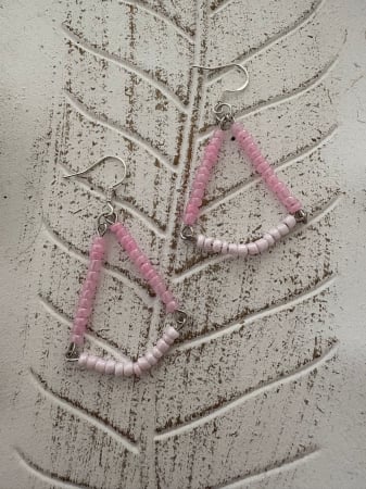 Cercei rotunzi cu mărgele mov și  albastru stil boho chic [4]