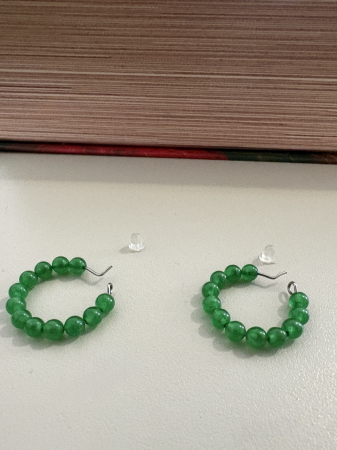 Cercei jad verde rotunzi [2]