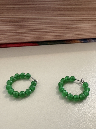 Cercei jad verde rotunzi [4]
