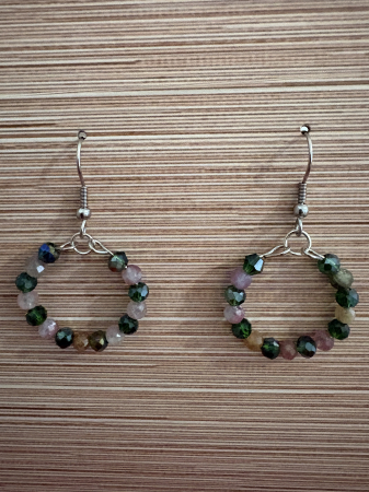 Tortițe tip cârlig (hook) - cercei turmalina rotunzi