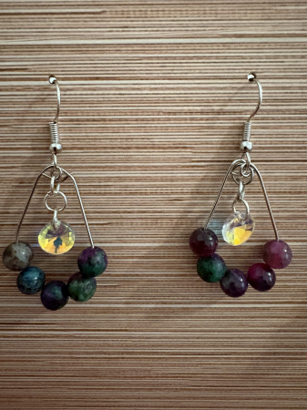 Tortițe tip cârlig (hook) - cercei rubin cristale