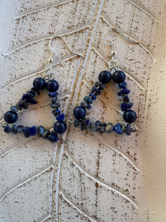 Lapis lazuli - Cercei triunghi din Lapis Lazuli și pietre naturale