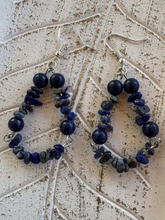 Tortițe tip cârlig (hook) - Cercei Triunghi Lapis Lazuli