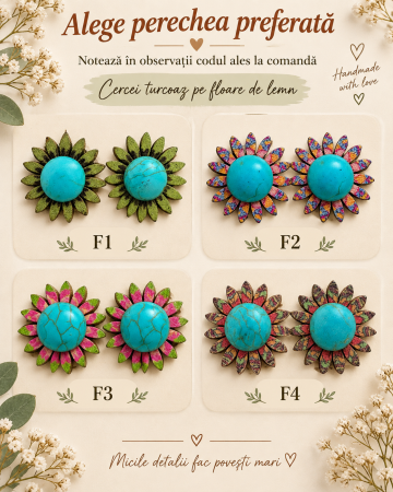 Produse - cercei-turcoaz-floare-lemn-multicolora-protectie-calm