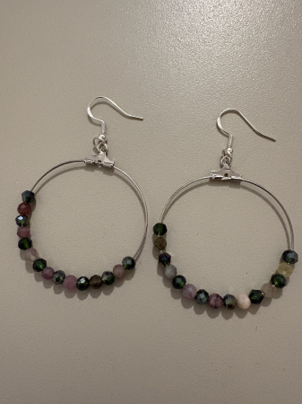 Turmalina - Cercei cerc turmalină și cristale verzi