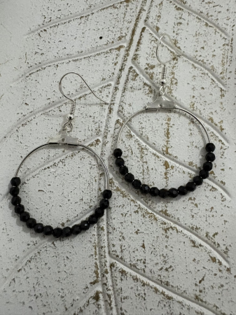 Cercei rotunzi - Cercei Turmalină Neagră Fațetată 