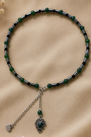 Coliere - Colier Cerc Hematit, Jad Verde și Cristal Preciosa Emerald - Cercei Magici