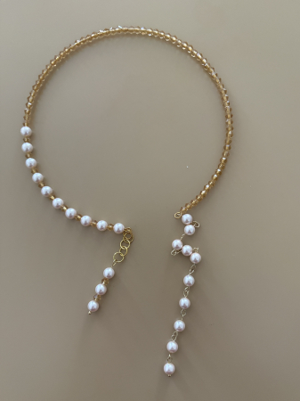 Colier Perle de Mallorca și Cristale Crem – Eleganță și Feminitate [3]