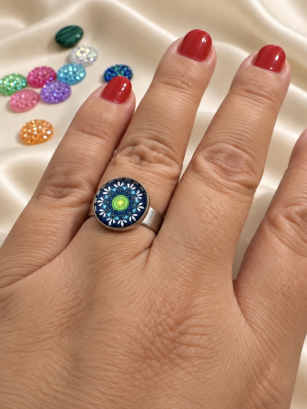 RASINA - inel-mandala-12-mm-colorat-reglabil-otel-inoxidabil