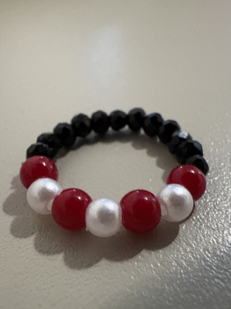 Inel Mărțișor Protecție & Contrast – Perle artificiale, Coral și Cristale Negre [4]