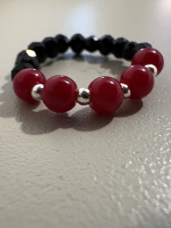 Inel Mărțișor Protecție & Energie – Coral Roșu, Cristale Negre și Argint 925 [1]