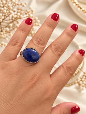Inele cu pietre cabochon - Inel reglabil cu Lapis Lazuli