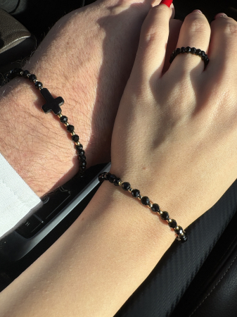 Set Cristale Negre El & Ea – Argint 925 placat cu aur [8]