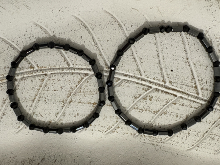 Set el și ea Hematit și Cristale Negre – bijuterii cuplu handmade [5]