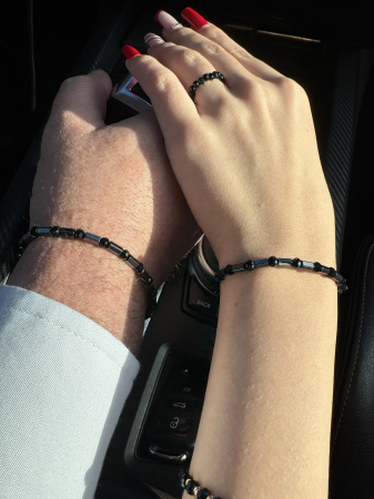 Produse - Set el și ea Hematit și Cristale Negre – bijuterii cuplu handmade