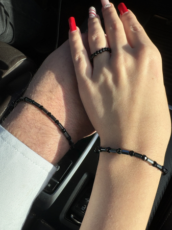 Set el și ea Hematit și Cristale Negre – bijuterii cuplu handmade [1]