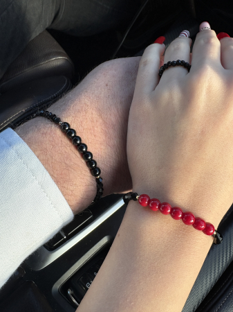 Set el și ea Obsidian și Agat Roșu – bijuterii cuplu handmade [2]