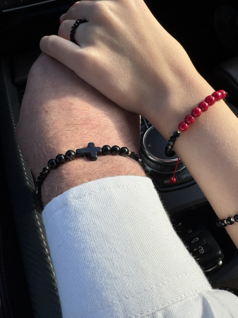 Set el și ea Onix și Agat Roșu cu Cristale – bijuterii cuplu handmade [4]