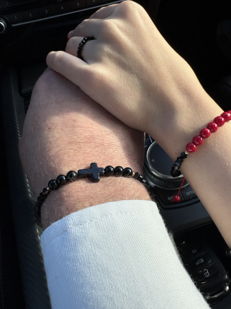 Set el și ea Onix și Agat Roșu cu Cristale – bijuterii cuplu handmade [3]