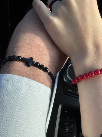 Set el și ea Onix și Agat Roșu cu Cristale – bijuterii cuplu handmade [2]