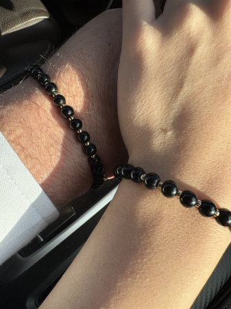 Produse - Set el și ea Onix Lucios și Argint 925 placat cu aur – bijuterii cuplu handmade