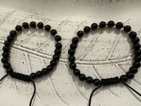 Set el și ea Onix Lucios și Argint 925 placat cu aur – bijuterii cuplu handmade [4]