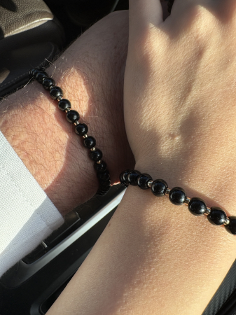 Set el și ea Onix Lucios și Argint 925 placat cu aur – bijuterii cuplu handmade [1]