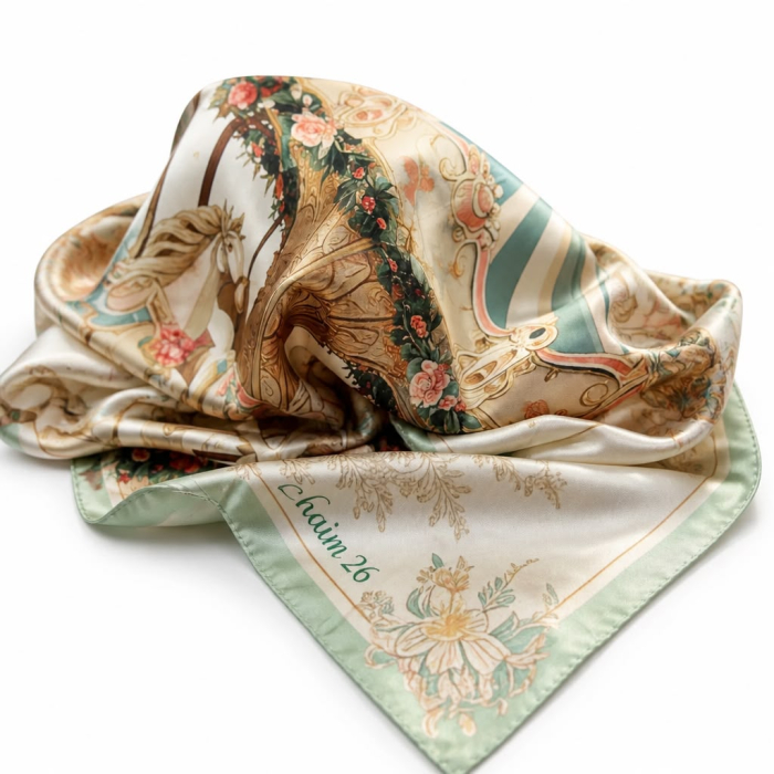 Esarfa din matase naturala twill 18 mm 90 x 90 cm "Carusel Chaim" [4]
