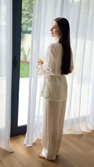 Set Kimono Lounge pijama matase naturala Mulberry 19 momme Chaim 26 [5]