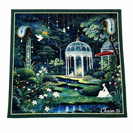 Esarfa matase naturala 90 x 90 cm - Esarfa din matase naturala twill 18 mm 90 x 90 cm "Chaim Nocturn"