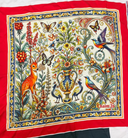 Esarfa matase naturala 50 x 50 cm - Eșarfă din Mătase Naturală Twilly - Eden Chaim | Colecție de Lux Chaim 26