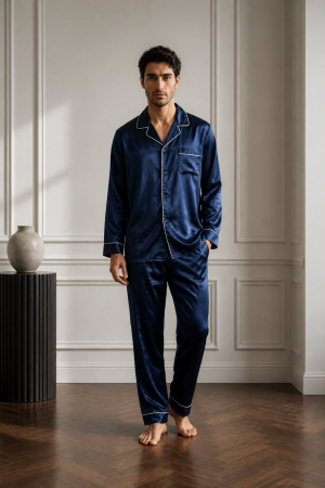 Men - Descoperă eleganța supremă cu pijamalele pentru bărbați Chaim 26, din mătase naturală Mulberry 19 Momme. Certificate OEKO-TEX. Comandă online simplu și sigur!