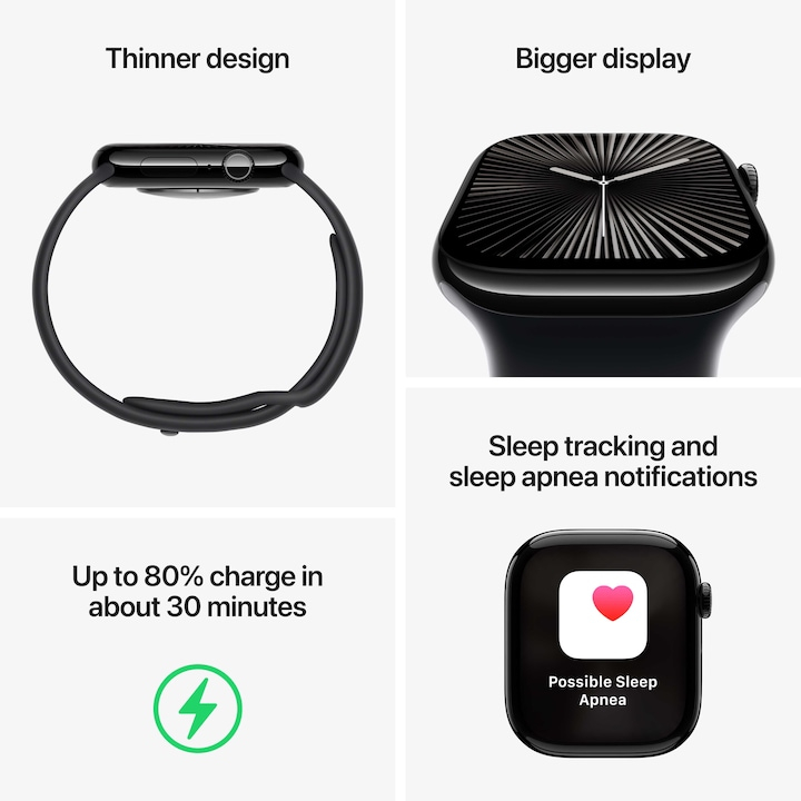 Apple Watch Series 10 GPS 42mm Jet Black Aluminium 42mm Ink Sport Loop [4]