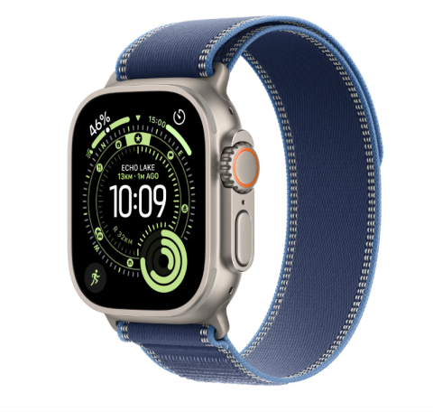 Apple Watch Ultra 3&nbsp;GPS + Cellular&nbsp;49mm&nbsp;Natural Titanium Case with Blue/Bright Blue Trail Loop - M/L [1]