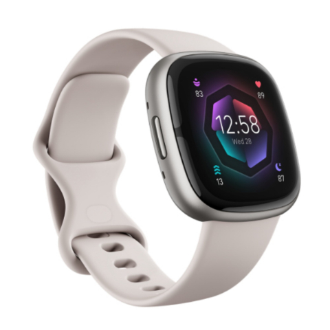 Smartwatch, bratara fitness - Fitbit Sense 2 Lunar White Platinum Aluminum