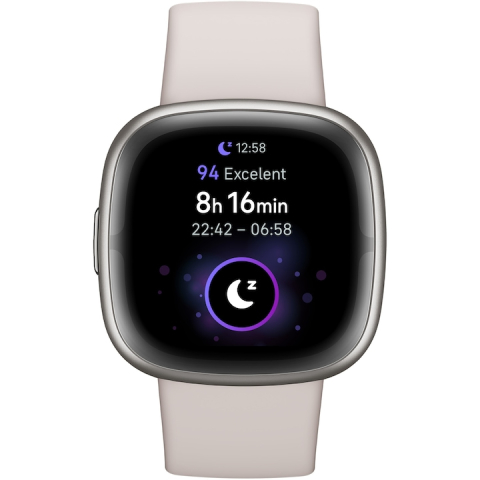 Fitbit Smartwatch, bratara fitness - Fitbit Sense 2 Lunar White/Platinum Aluminum