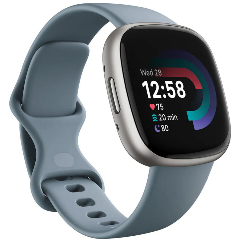 Smartwatch, bratara fitness - Smartwatch Fitbit Versa 4 Waterfall Blue/Platinum Aluminum