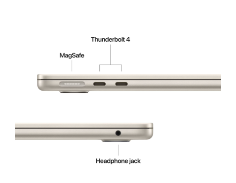 MacBook Air 13.6" Retina/Apple M4 (CPU 10-core, GPU 8-core, Neural Engine16-core)/16GB/256GB - Starlight - INT KB (2025) 30W USBâ€‘C [2]