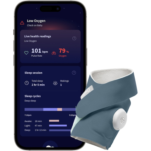 Mama si copilul - Owlet Dream Sock Bedtime Blue