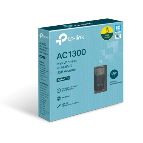 PC, Periferice & Software - TP-link AC1300 Mini Adaptor USB Wireless MU-MIMO, ARCHER T3U; USB 3.0; Antena Omni Directionala; Standarde Wireless: IEEE 802.11ac, IEEE 802.11a/ IEEE 802.11n, IEEE 802.11g, IEEE 802.11b; Frecventa: 2