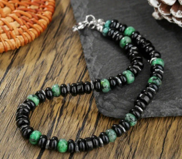 Brățară de gleznă pentru bărbați cu mărgele turcoaz natural [7]