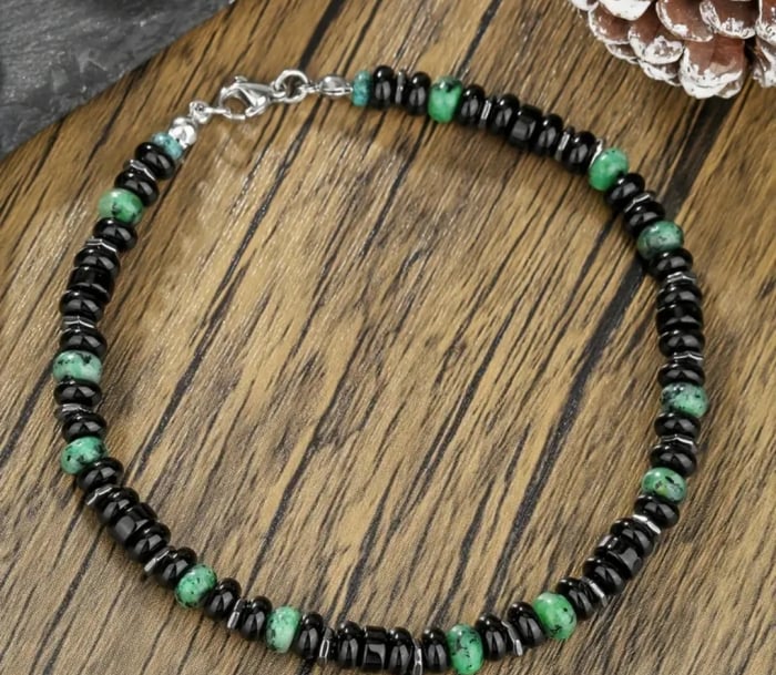 Brățară de gleznă pentru bărbați cu mărgele turcoaz natural [6]