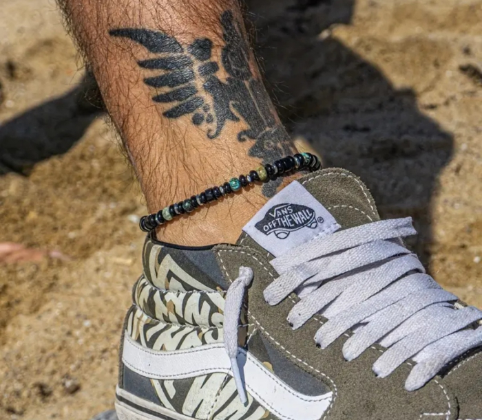 Brățară de gleznă pentru bărbați cu mărgele turcoaz natural [1]