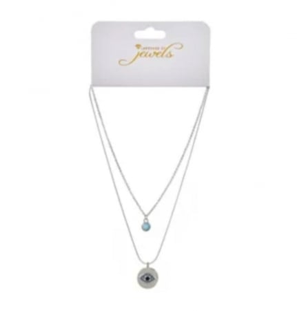 Colier de Vara cu Lant Argintiu Ochi Turcoaz Piatra pentru Femei -2buc [1]