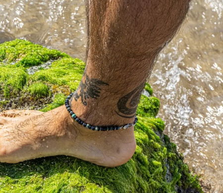 Brățară de gleznă pentru bărbați cu mărgele turcoaz natural [4]